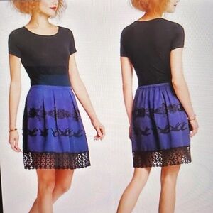 Anthropologie leifnotes flyaway navy black dress